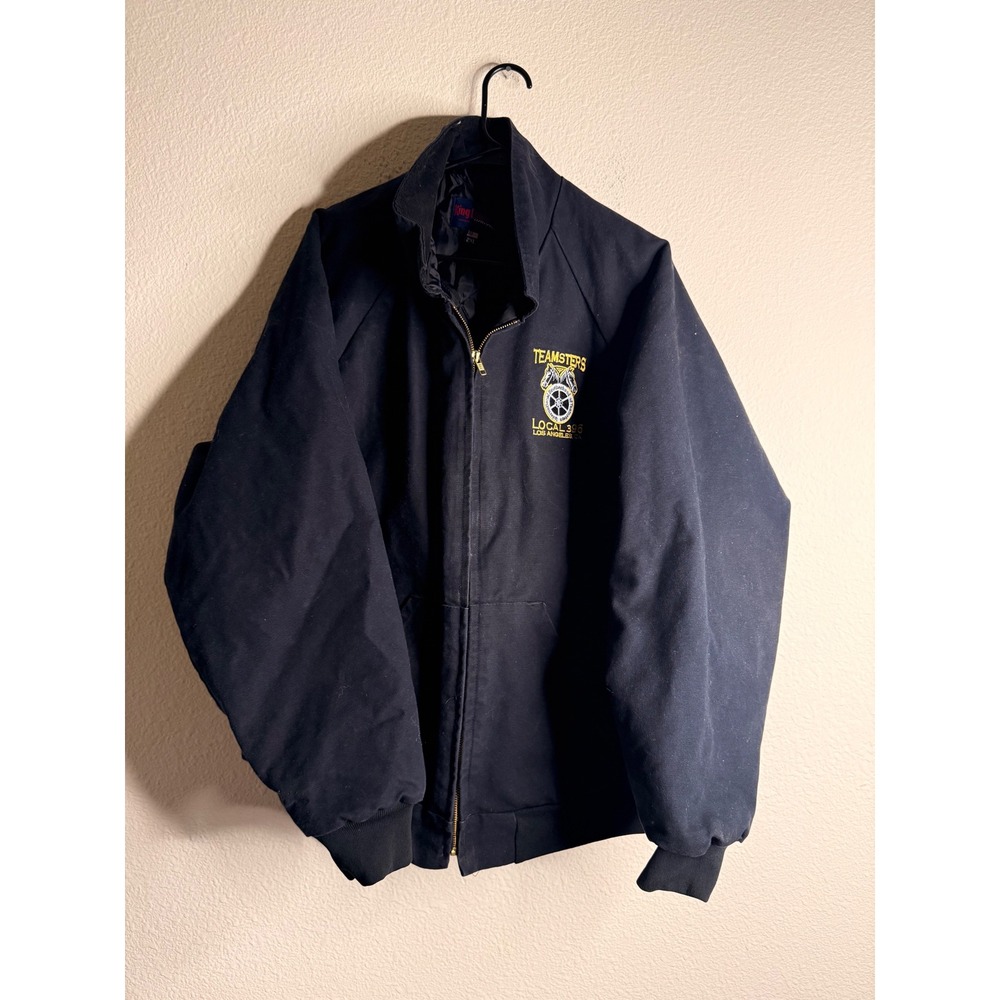 Vintage King Louie Teamsters Jacket Mens 2XL Black Cotton Canvas Local 396 USA